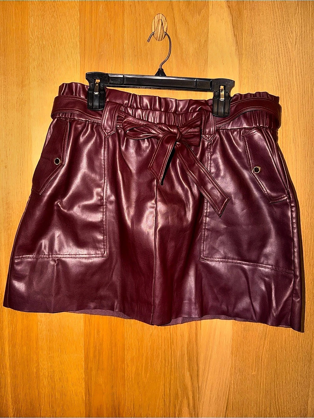 Marc New York Faux Leather Shorts High Waist Shorts Burgundy XL NWT